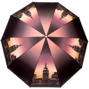 Стильный зонт с городом, 10 спиц, Три Слона, автомат, арт.3103-2